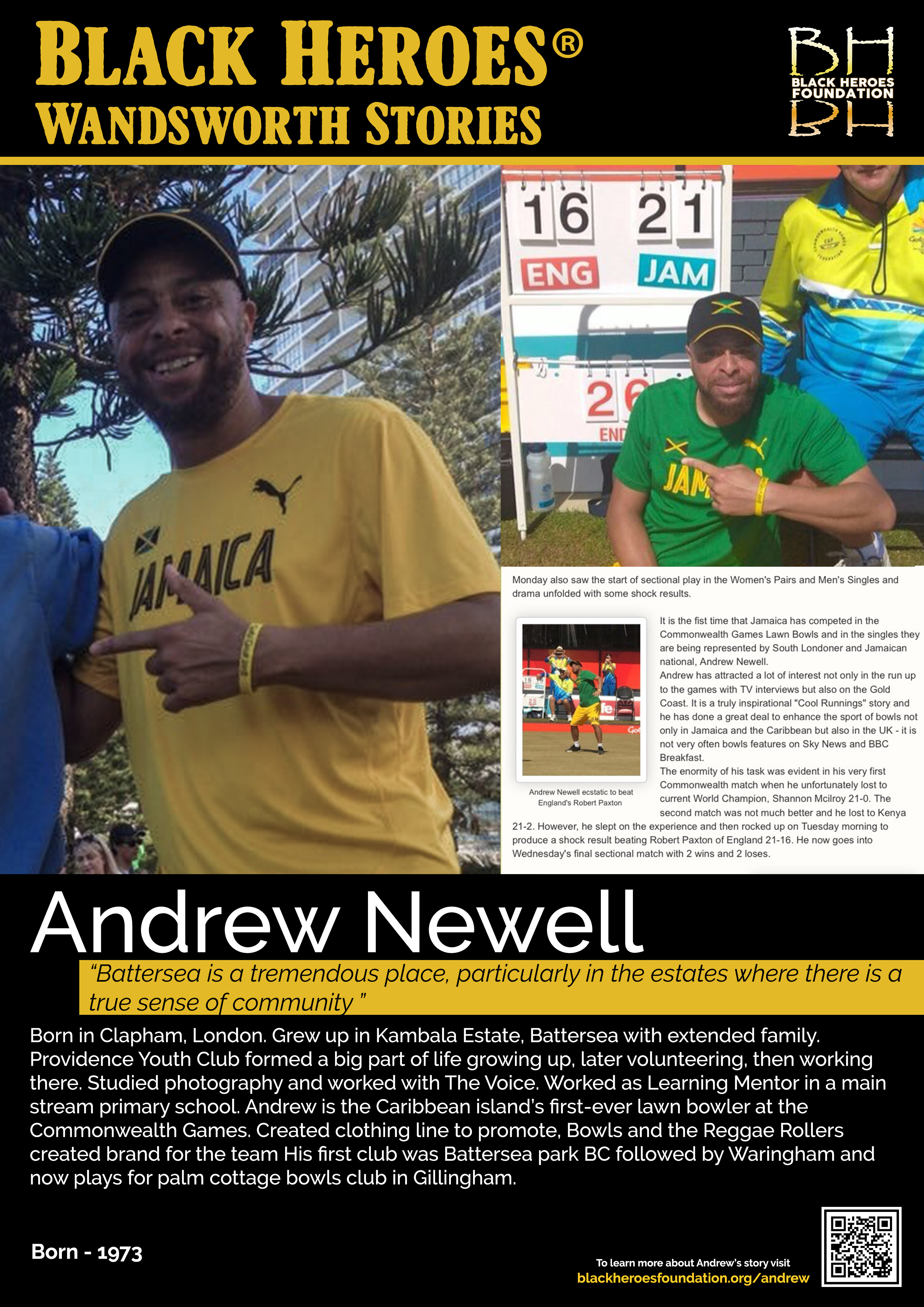 Andrew Newell representing Jamaica at Lawn Bowls in Commonwealth Games