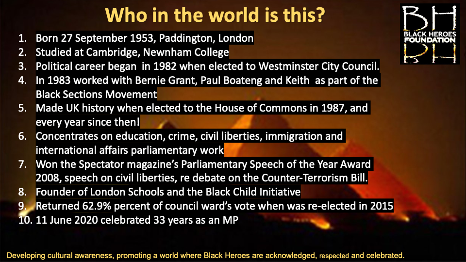 Diane Abbott who in this World Quiz